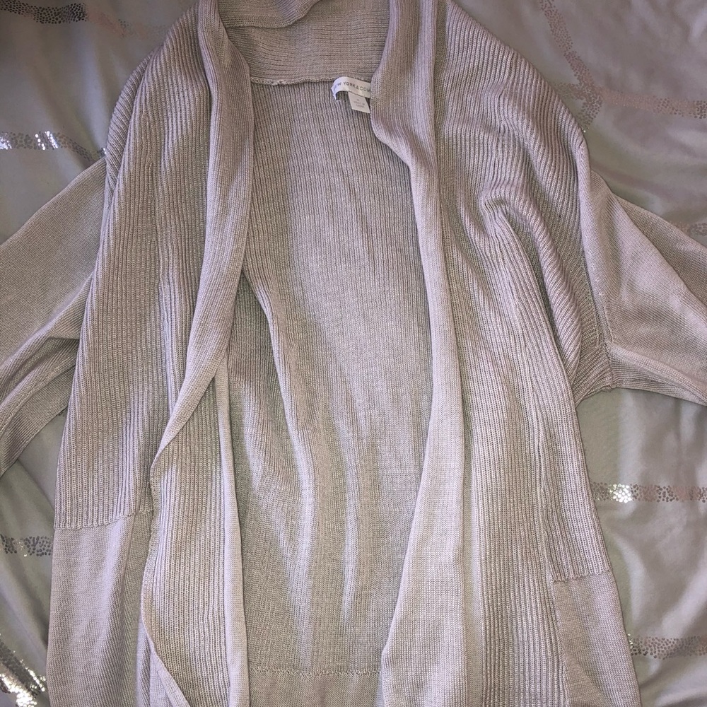 light gray cardigan